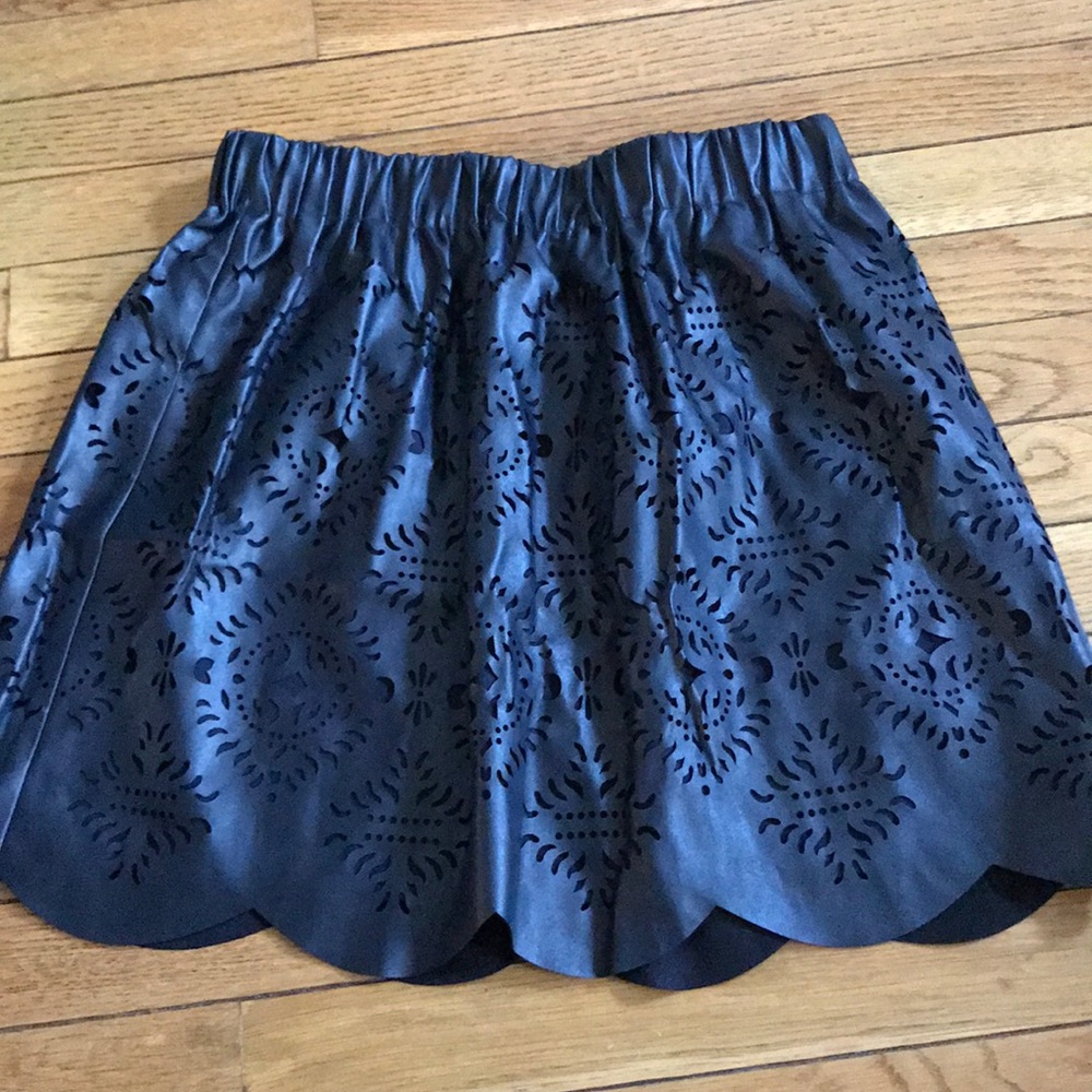 Laser cut leather-like skirt